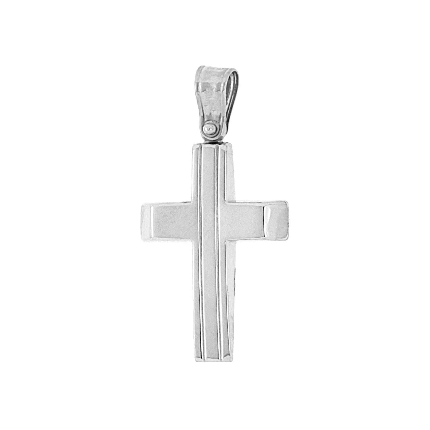 Σταυρός λευκόχρυσος διπλής όψης 48887Κ90