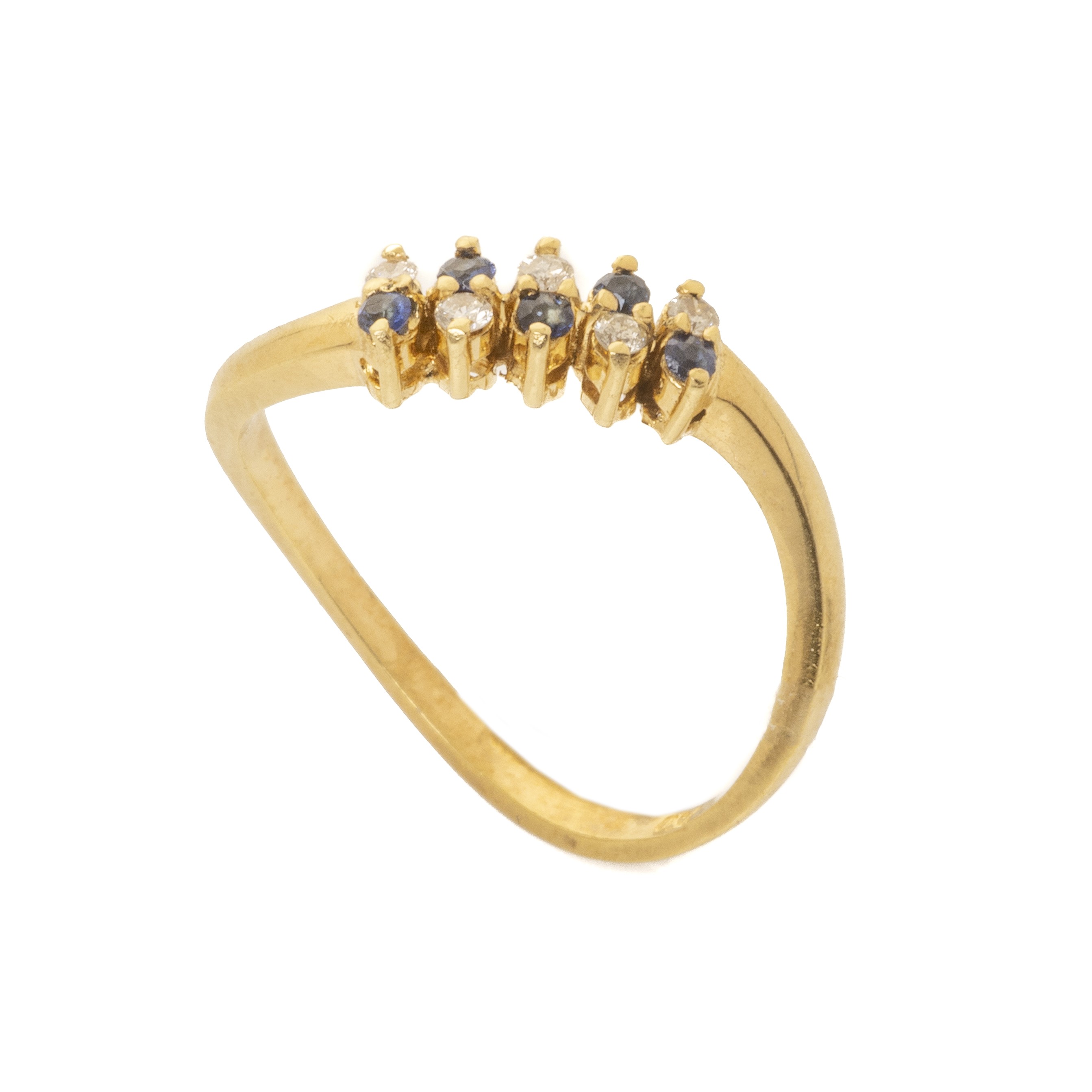 Δαχτυλίδι πεντάπετρο με μπλε ζαφείρια(0.07ct) και διαμάντια