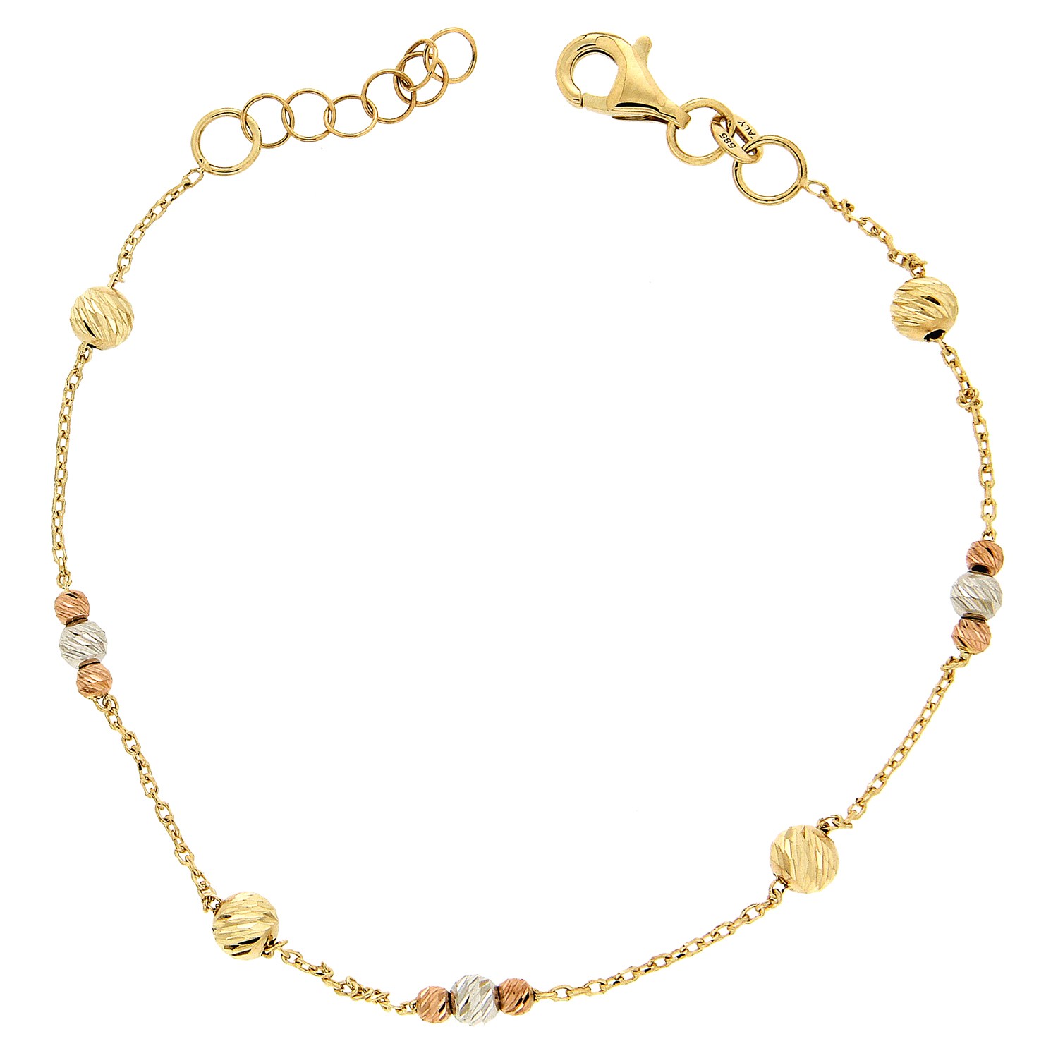 Βραχιόλι τρίχρωμο χρυσό με μπίλιες Κ14 (K585) 5224190