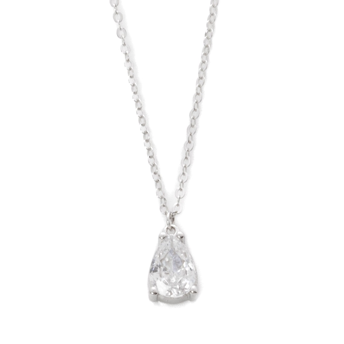 Κολιέ λευκόχρυσο μονόπετρο ζιργκόν pear