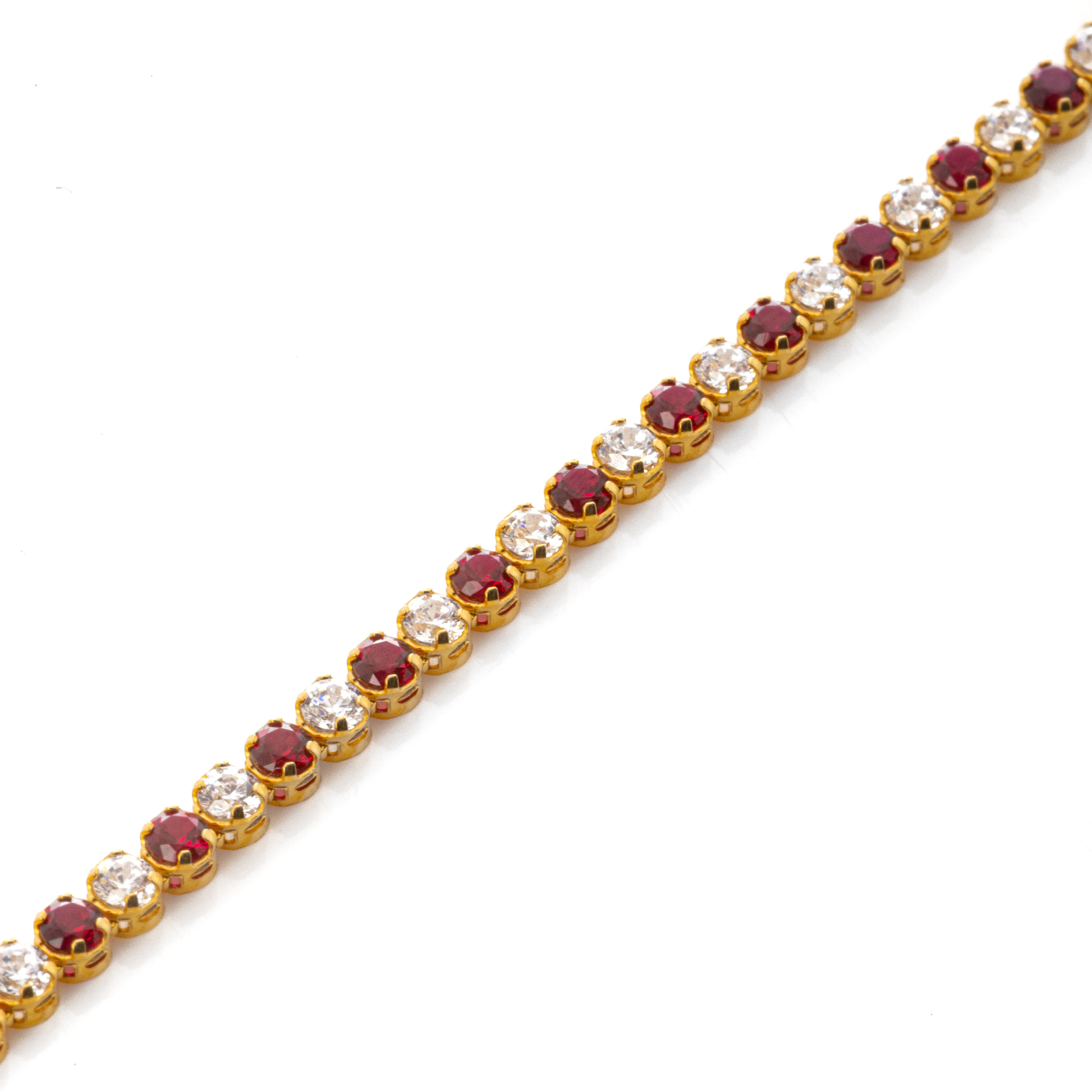 Βραχιόλι ριβιέρα Κ14 με κόκκινες πέτρες